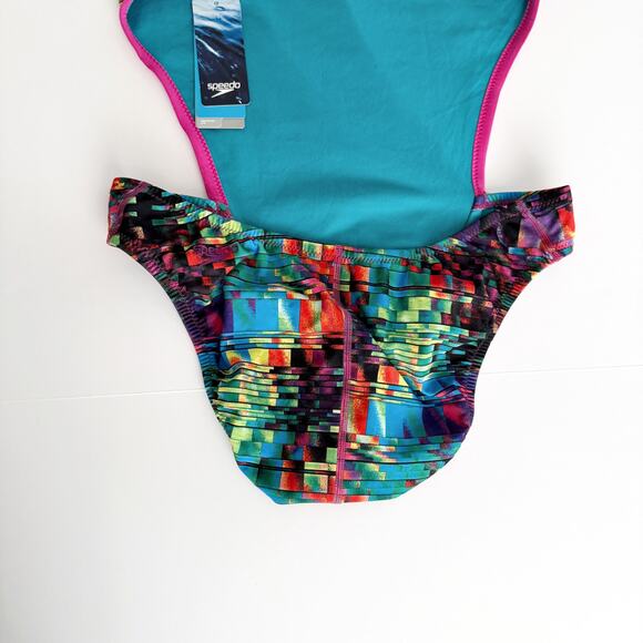 [Speedo] Endurance Lite Abstract Pixel Turnz Vee 2 One-Piece Swimsuit NWT Sz 38 - Picture 6 of 12